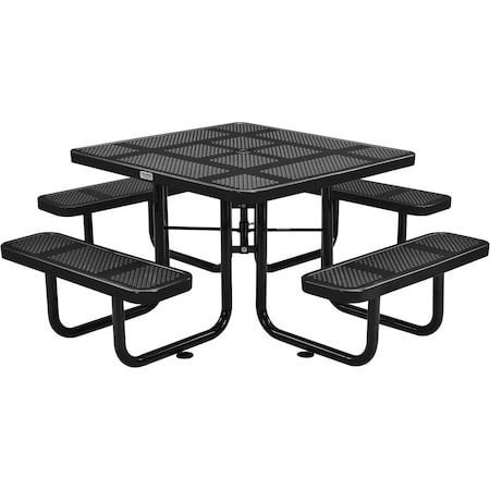 Global Industrial Square Picnic Table, Black, Perforated Metal, 46 in L, 29-1/2 in H Overall 694551BK